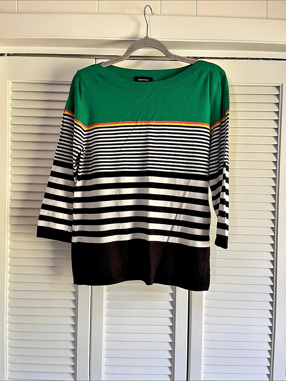 Spense Striped Tunic in Green & Black Size Large Like New